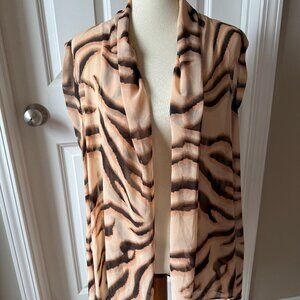LOGO Lori Goldstein Women's Sleeveless Sheer Kimono Vest - Size Large